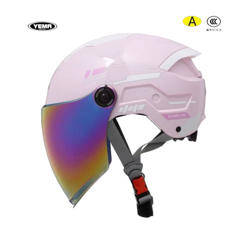 2026 New Model Mustang 3C Certified Ym371S Dual-Mirror Half Helmet New National Standard Motorcycle Electric Vehicle Safety Helmet New Summer Model