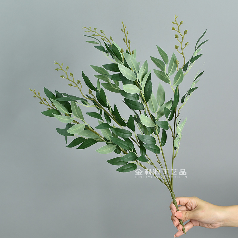 5-tenedor haz de hojas de sauce hojas de la boda Mori boda base flor transfronteriza simulación de hojas de sauce LY99705