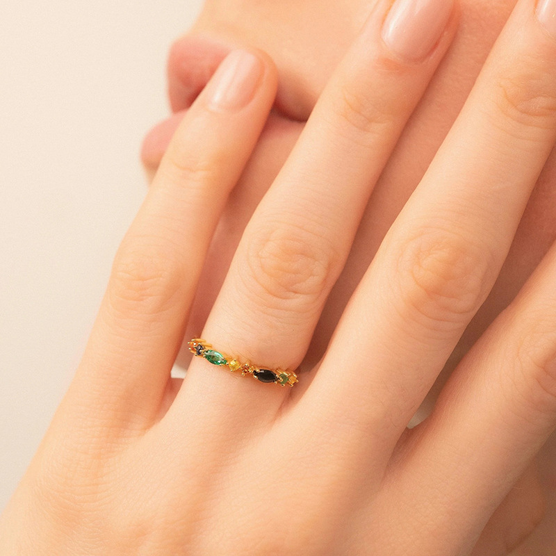 Simple Style Geometric Sterling Silver Inlay Zircon Rings 1 Piece