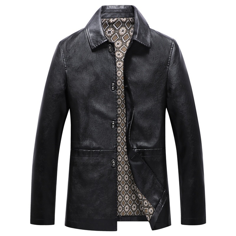 Foreign Trade European and American Leather Men's 2024 Autumn and Winter New High-end Middle-aged Dad PU Leather Jacket Top Winter