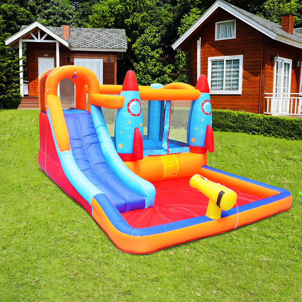 Castillo inflable para niños, tobogán acuático pequeño, trampolín inflable, castillo inflable de tela Oxford para uso doméstico