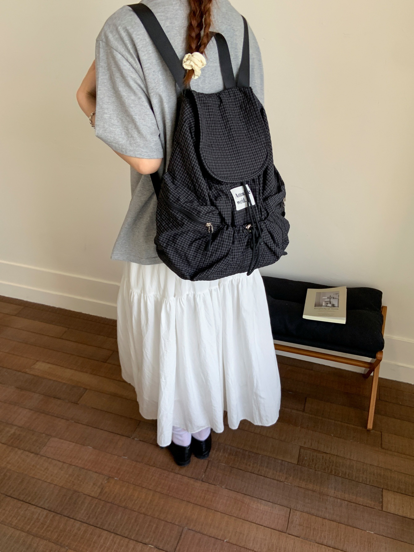 Cross-Border New Plaid Backpack Design, Casual Large-Capacity Travel Bag, Lightweight Backpack, Korean Style Backpack, Versatile