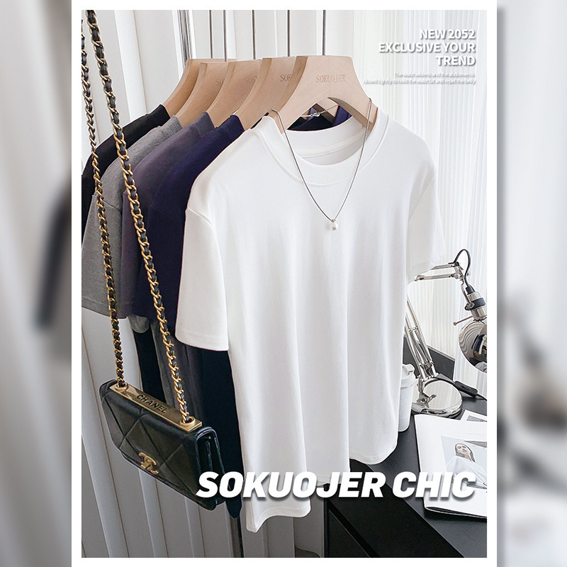 High-high quality Modal Short-sleeved T-shirt Women's Summer High-elastic Slim-fit Round Neck Base chubby girl Top Half-sleeved