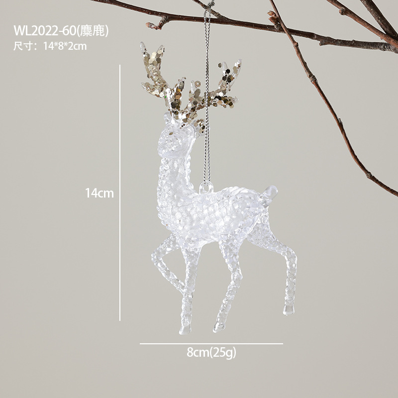 Decoraciones de árbol de Navidad ventana escenario de decoración accesorios colgante acrílico transparente flocos de nieve guirnaldas bolsas de regalo colgante