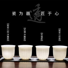 8E7Q羊脂玉白瓷功夫茶具单杯主人杯手工陶瓷茶杯品茗杯茶盏泡茶碗