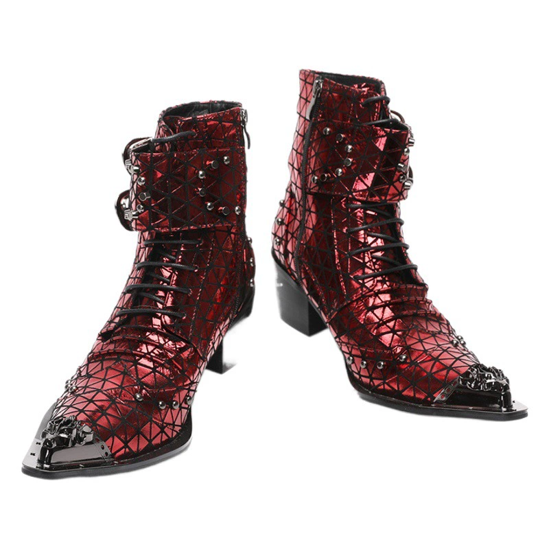 2023 Новые остроносые ботинки челси осенне-зимние деловые мужские ботинки среднего размера британские ботильоны больших размеров красные кожаные туфли