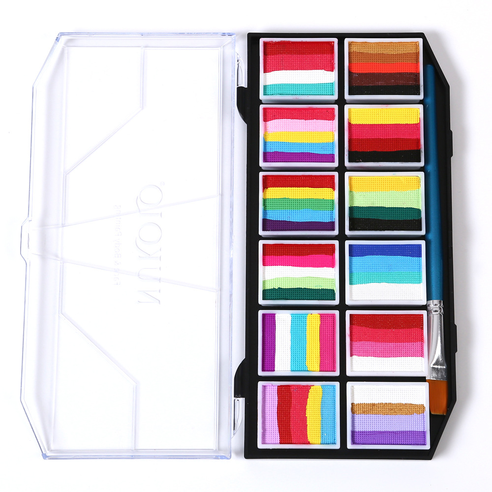 Nu-Chang transfronterizo 12 colores crema de pintura acuosa cuerpo humano pintura de pintura DIY pigmento sólido arco iris fácil de limpiar