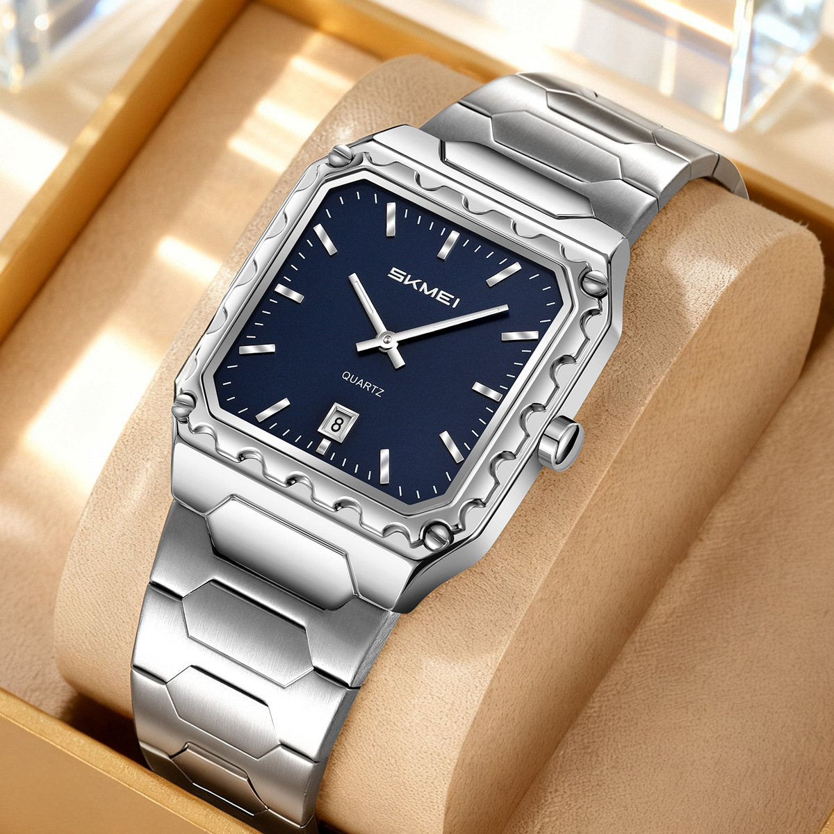 Momento de acero transfronterizo calendario de hombres relojes de cuarzo impermeable de negocios relojes punteros relojes de pulsera fábrica al por mayor