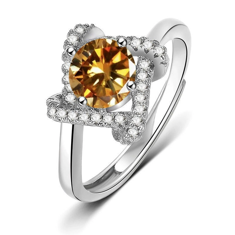 Горячий предпродажный стиль нового витка Four-leaf Crocodile Lucky Grass One Carat Imitation Moissanite Ring для женщин, доставка в одну штуку