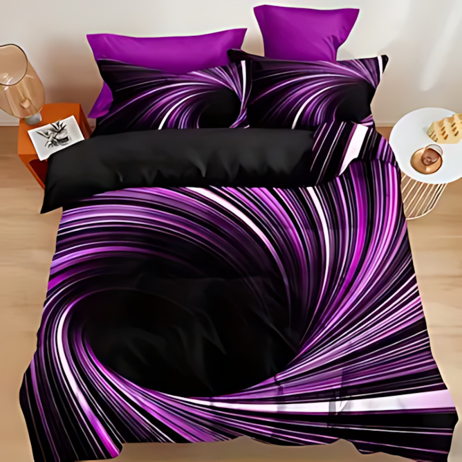 TEMU / JIT Cross-Border Four Seasons 3D Eddy High Definition Digital Printed Bed Cover Kit Amazon