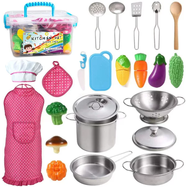 Amazon's Best-Selling Kidsren's Play House Kitchen Set Stainless Steel Mini Tableware Cutlery Kitchen Utensils Toys