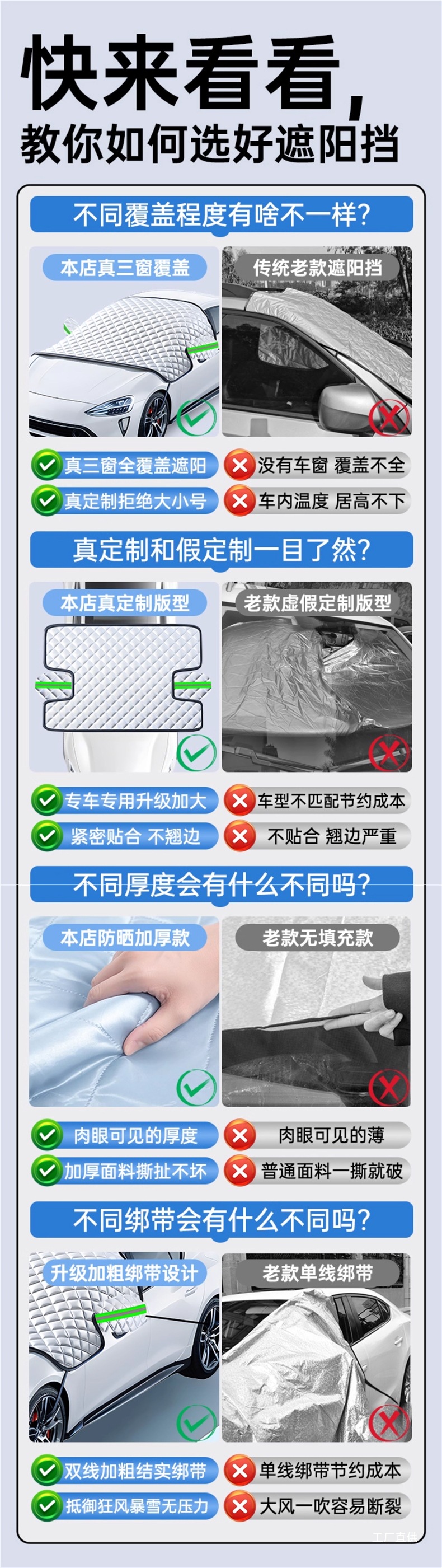 Car Cover for Front Windshield, Snow and Frost Protection, Thickened for Winter, Sunshade Half Cover for Small Cars