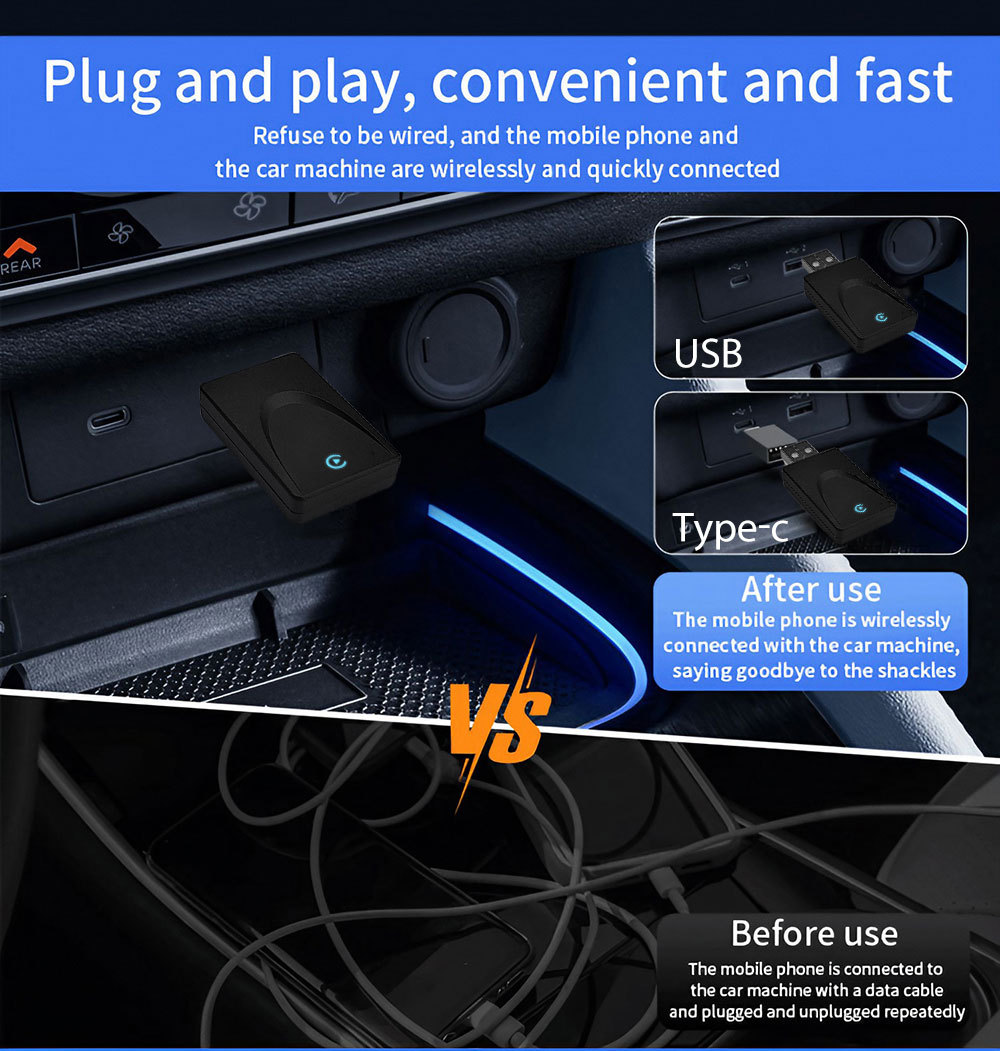 Cross-Border Car-Mounted Carplay Wired-To-Wireless Box Android Auto Car-Machine Connectivity Module Carplay Box