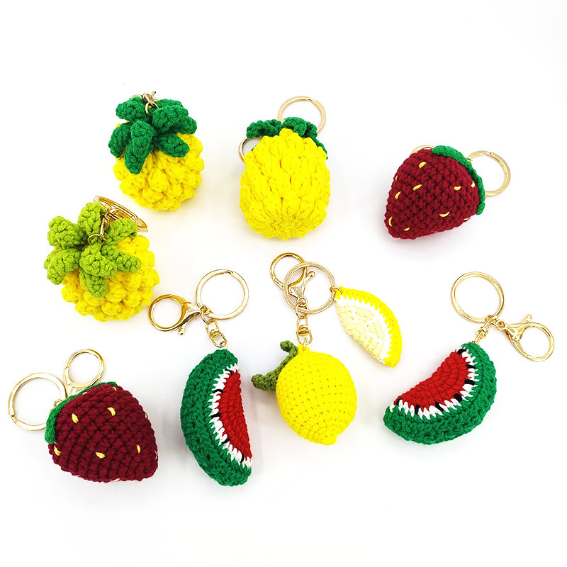 Wool Woven Fruit Pendant Strawberry Pineapple Watermelon Lemon Small Fresh Cute Pendant Key Bag Pendant