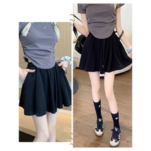 夏季芭蕾风穿搭小个子女宽松显瘦阔腿短裤甜美洋气假百褶短裙