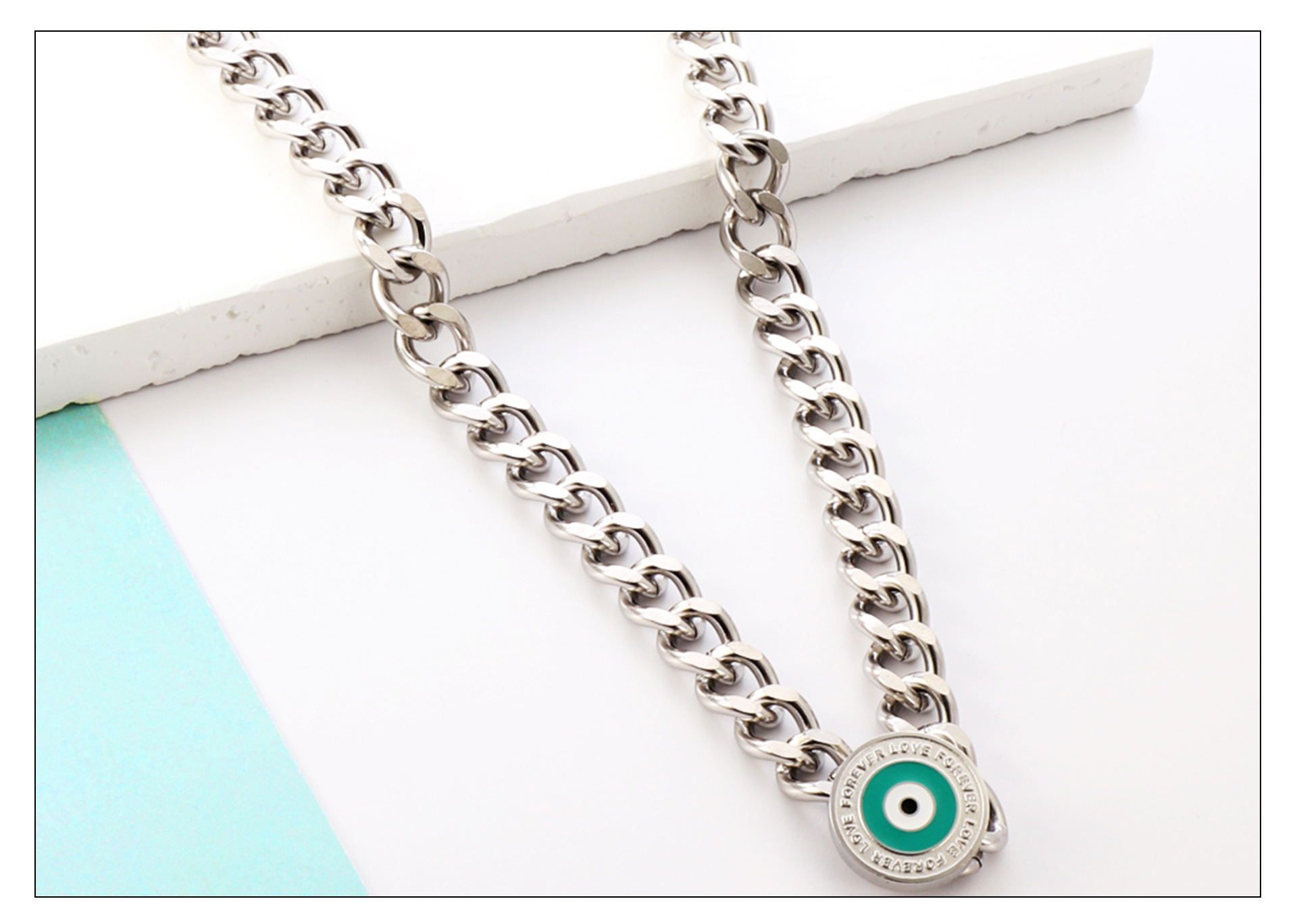 Retro Devilu0027S Eye Stainless Steel Enamel Necklace 1 Piece