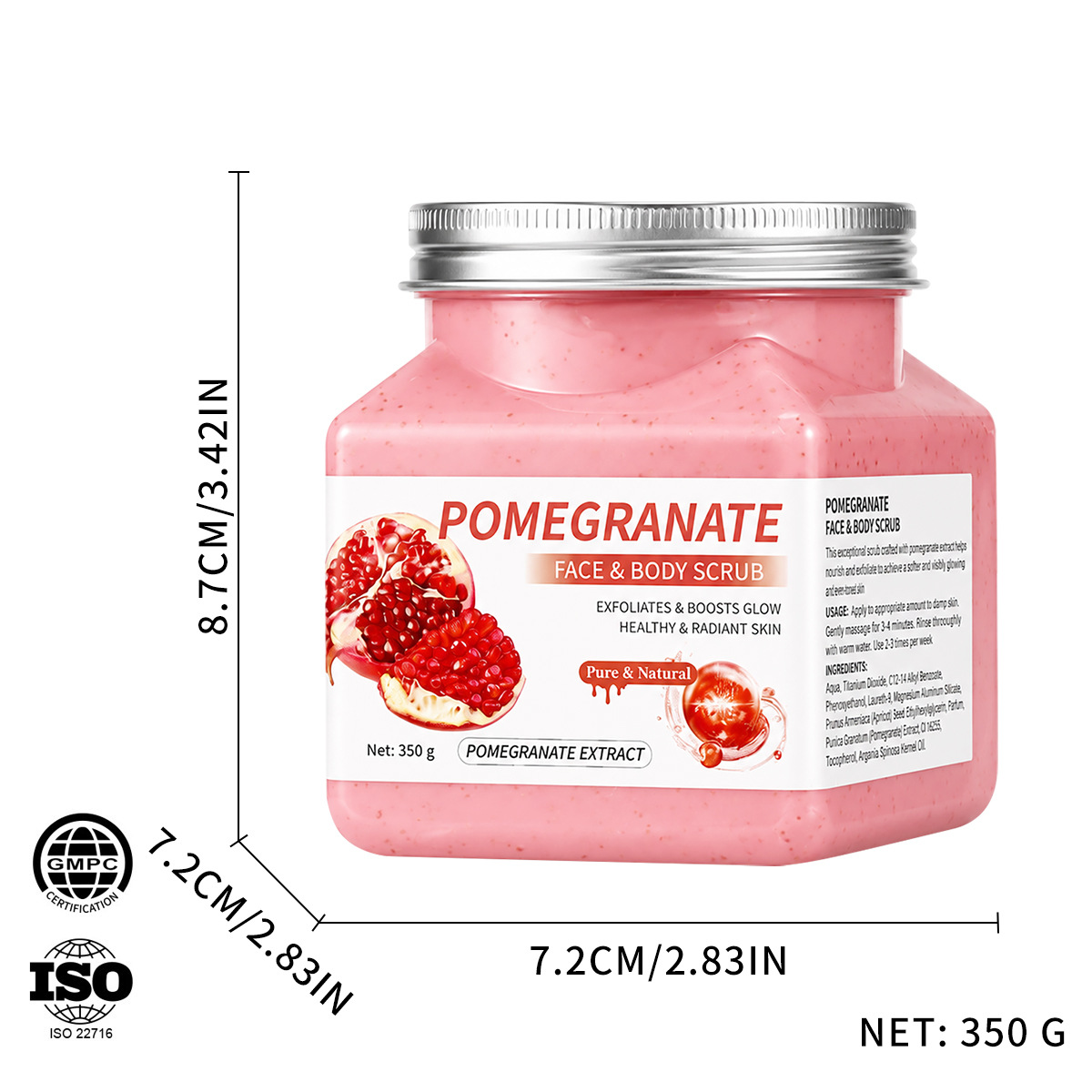 Pomegranate scrub 350g [packing quantity: 72pcs/ctn, preferred source for foreig…