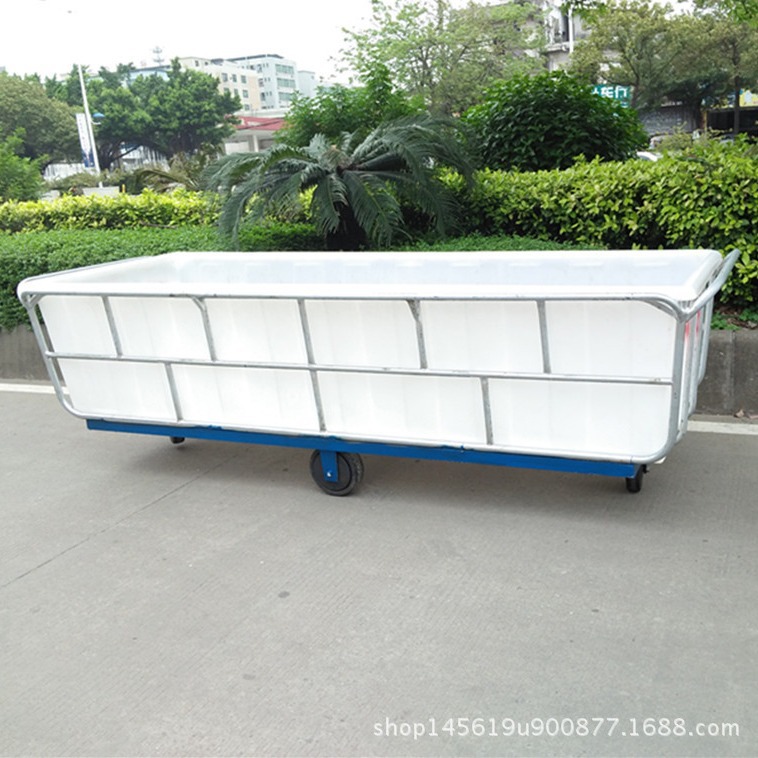 塑造丝绸印染厂用四轮推布车 /兴优力牌大号塑料桶染布车