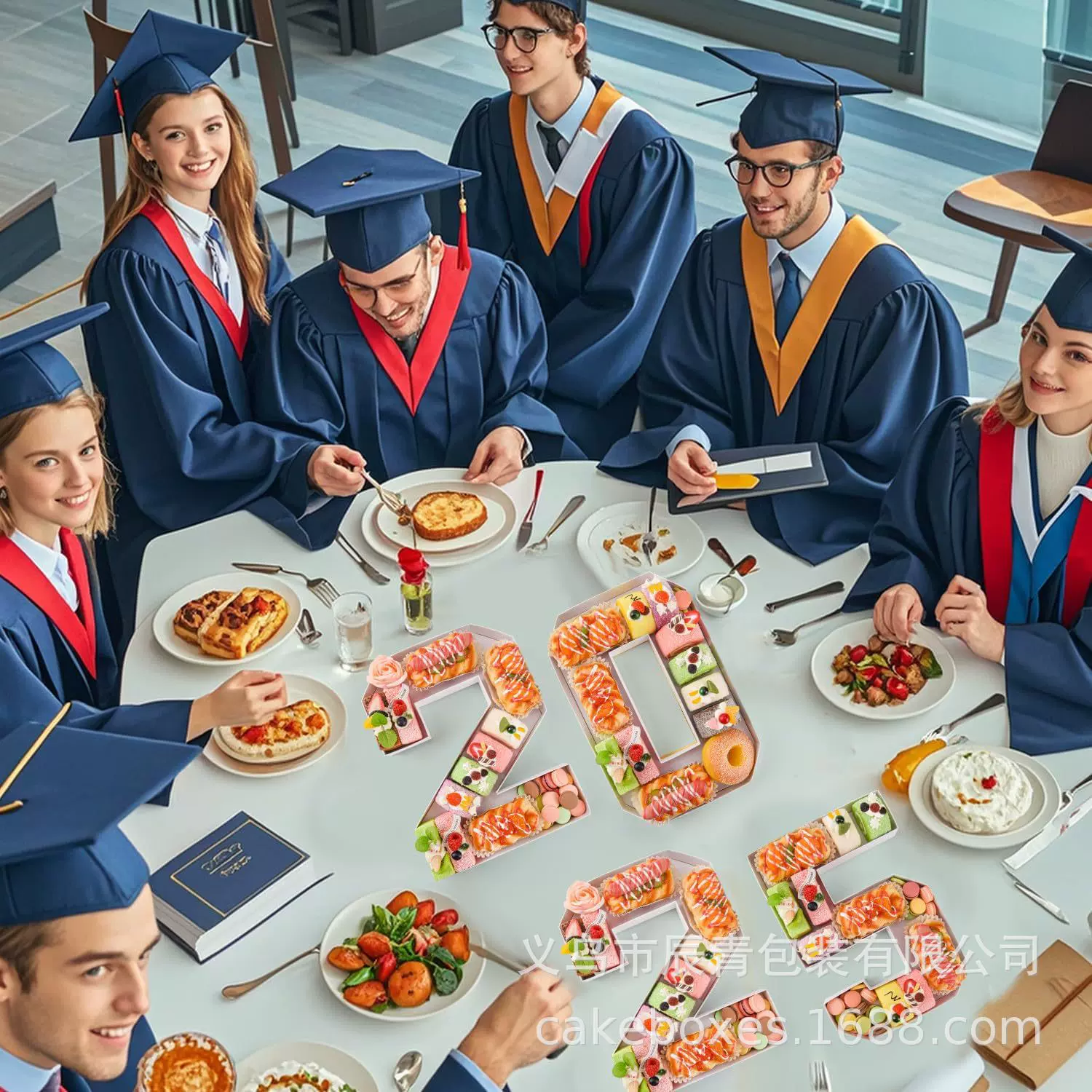 跨境2025GRAD糖果盒字母小吃盒创意毕业盘收纳盒坚果零食糖果干果