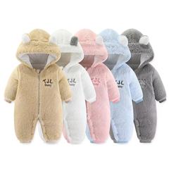 Newborn Baby Opening No Foot Flannel Autumn and Winter Zipper Onesie Climbing Clothes Baby Hooded 