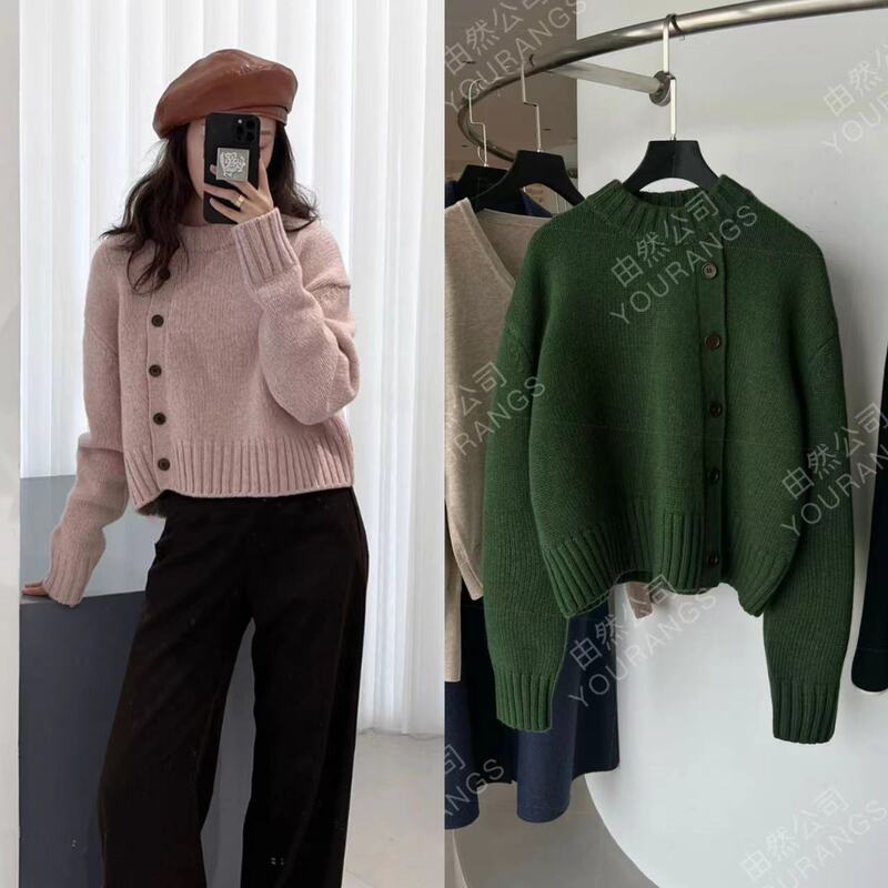 [Kui Qing 130] LT Heavy Wool Blended Deconstructed Restructured Micro Cocoon Profile Knitted Sweater Jacket