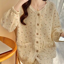 睡衣女春秋季长袖空气棉加厚夹层新款甜美公主风秋冬款家居服冬天