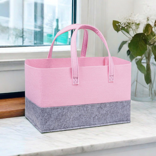 Felt Tot Bag with Color Block, Large Capacity, Open Top, Fashionable Women's Handbag, Storage Bag with LOGO Customization, Gift Suitable for Women