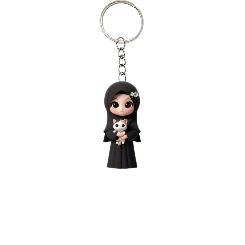 Transfronterizo nuevo plano 2D acrílico negro distribuir chicas pechos blancos llaveros decoración colgante mochila image 5