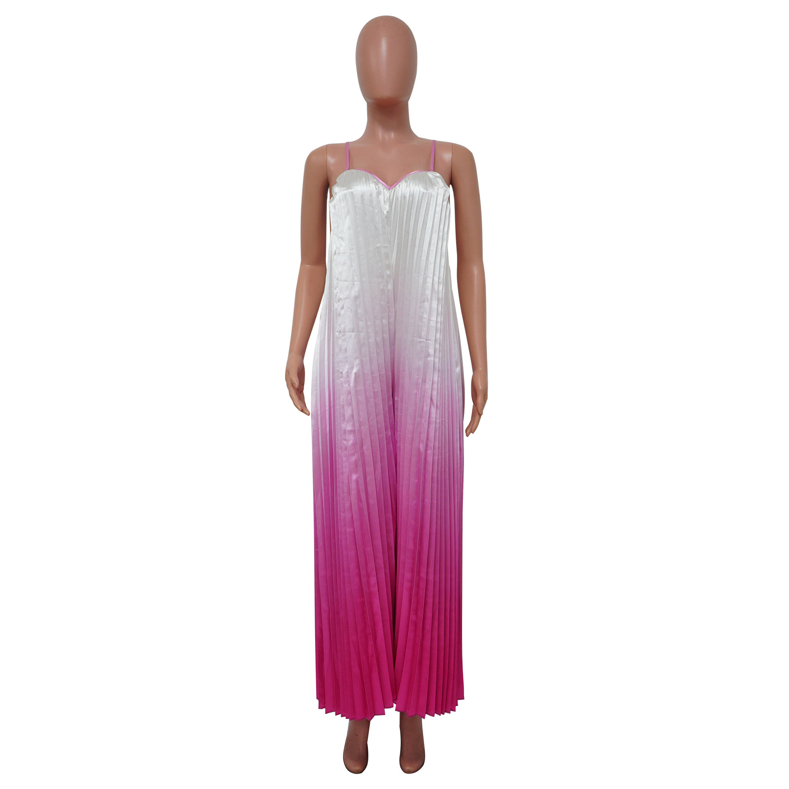 Women Clothing Sexy Deep V Plunge Sling Backless Wide Leg Pants Gradient Jumpsuit