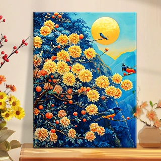 花开富贵|diy数字油画丙烯填充手绘国画花系治愈减压油彩涂色画