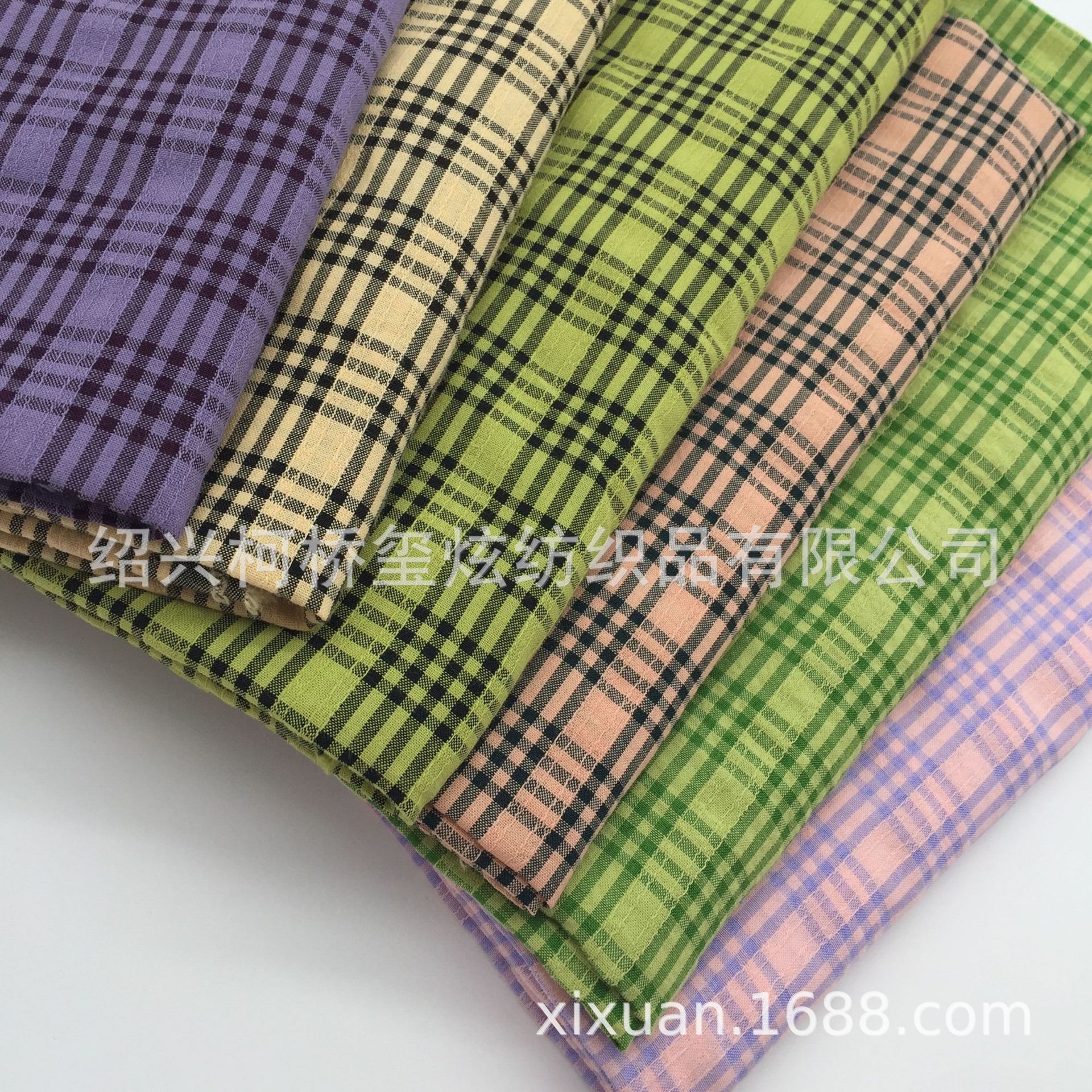 新款提花格 春夏款格子面料 色织格子布 女装童装面料 现货