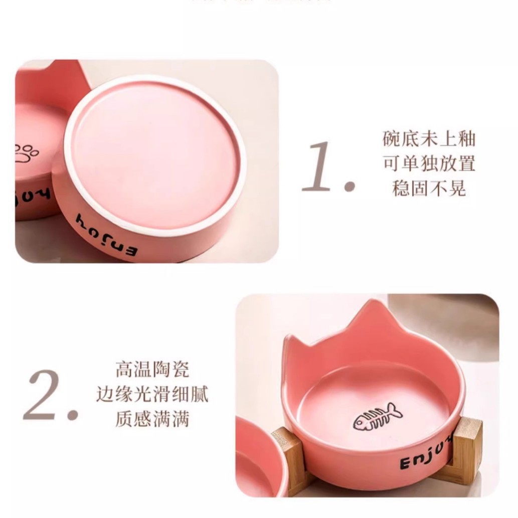 Tazón para gatos Tazón para perros de cerámica Tazón negro Tazón de arroz para gatos Tazón de comida para gatos Tazón para perros Tazón de comida para gatos dos en uno Tazón de agua para mascotas