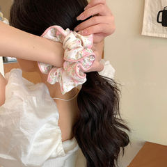 森系妖精風花柄ヘアゴム 女性用 新作 お団子ヘア用 エレガントなヘアアクセサリー 夏用 シンプルなヘアゴム