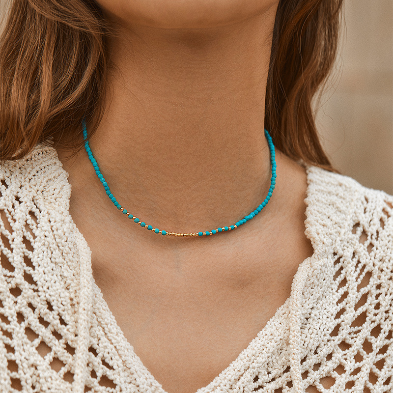 Wholesale Classic Style Streetwear Geometric Turquoise Copper Necklace display picture 3