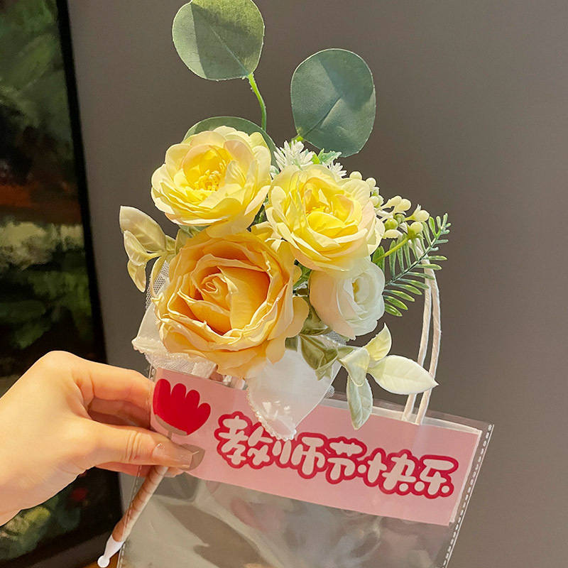 教师节送女老师实用礼物圆珠笔高档花束礼物高颜值玫瑰花签字笔|undefined