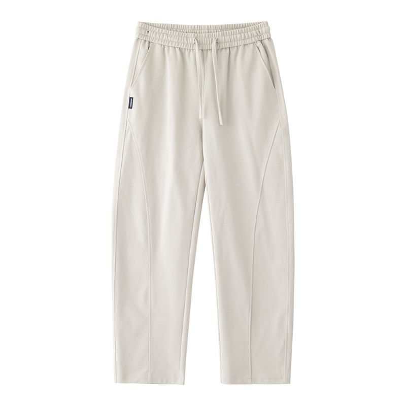 Pantalon de survêtement homme, couleur unie délavée, coupe ample, jambes larges, ourlet arrondi, longueur au sol, taille mi-haute, polyester, style printemps_voghion.com