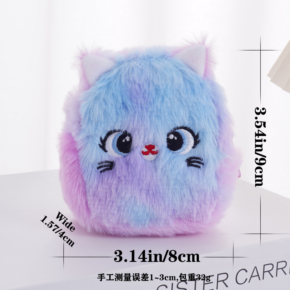 Estilo coreano chica corazón lindo gato monedero estudiante auricular Portátil Bolsa de almacenamiento de felpa bolsa de moneda caja clave