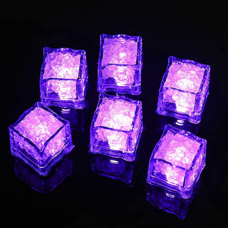 Cubos de Hielo Luminosos LED con Inducción de Agua de Plástico para Fiestas y Bares