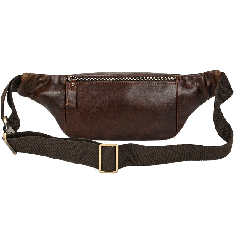 Genuine Leather Chest Bag, Waist Bag, Crossbody Bag, Vintage Cowhide, Unisex Summer and Autumn Bag, Single Shoulder Crossbody Bag, Men's Genuine Leather