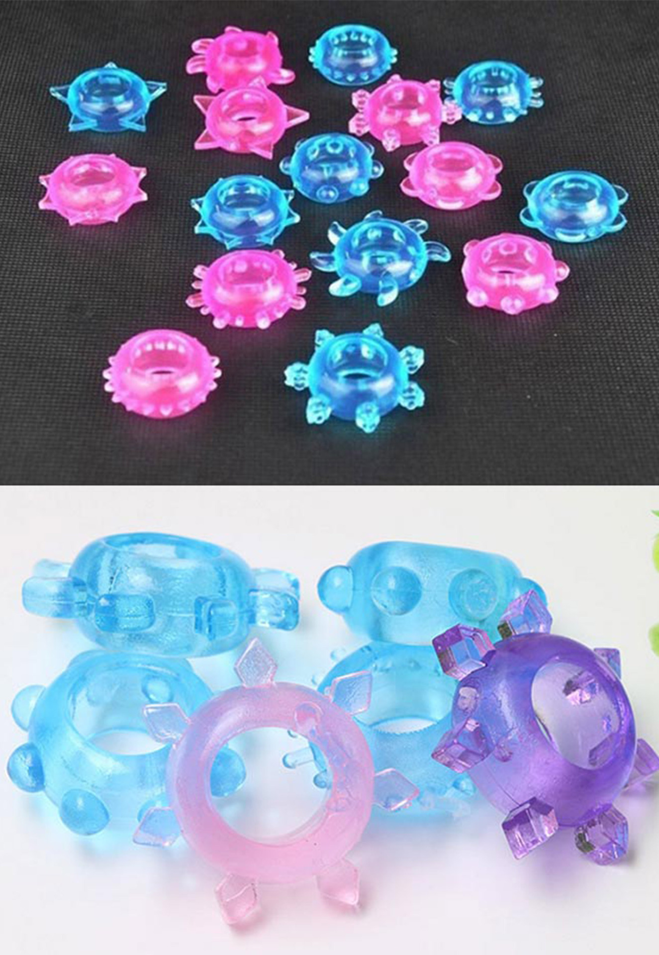 Colorful Silicone Locking Ring with Spikes, Manual Adult Toy — detail image 9