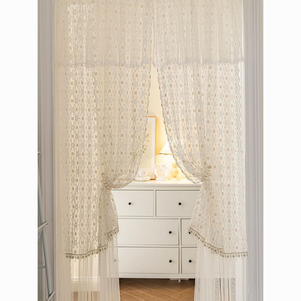 High-End Punch-Free Door Curtain Gauze Curtain for Home Living Room, Bedroom, Kitchen and Bathroom Double-Layer Anti-Mosquito and Fly Decorative Partition Curtain