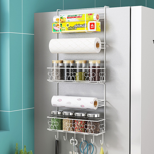 Multifunctional refrigerator rack side-mounted refrigerator rack kitchen supplies storage rack paper towel fresh-keeping bag seasoning storage rack