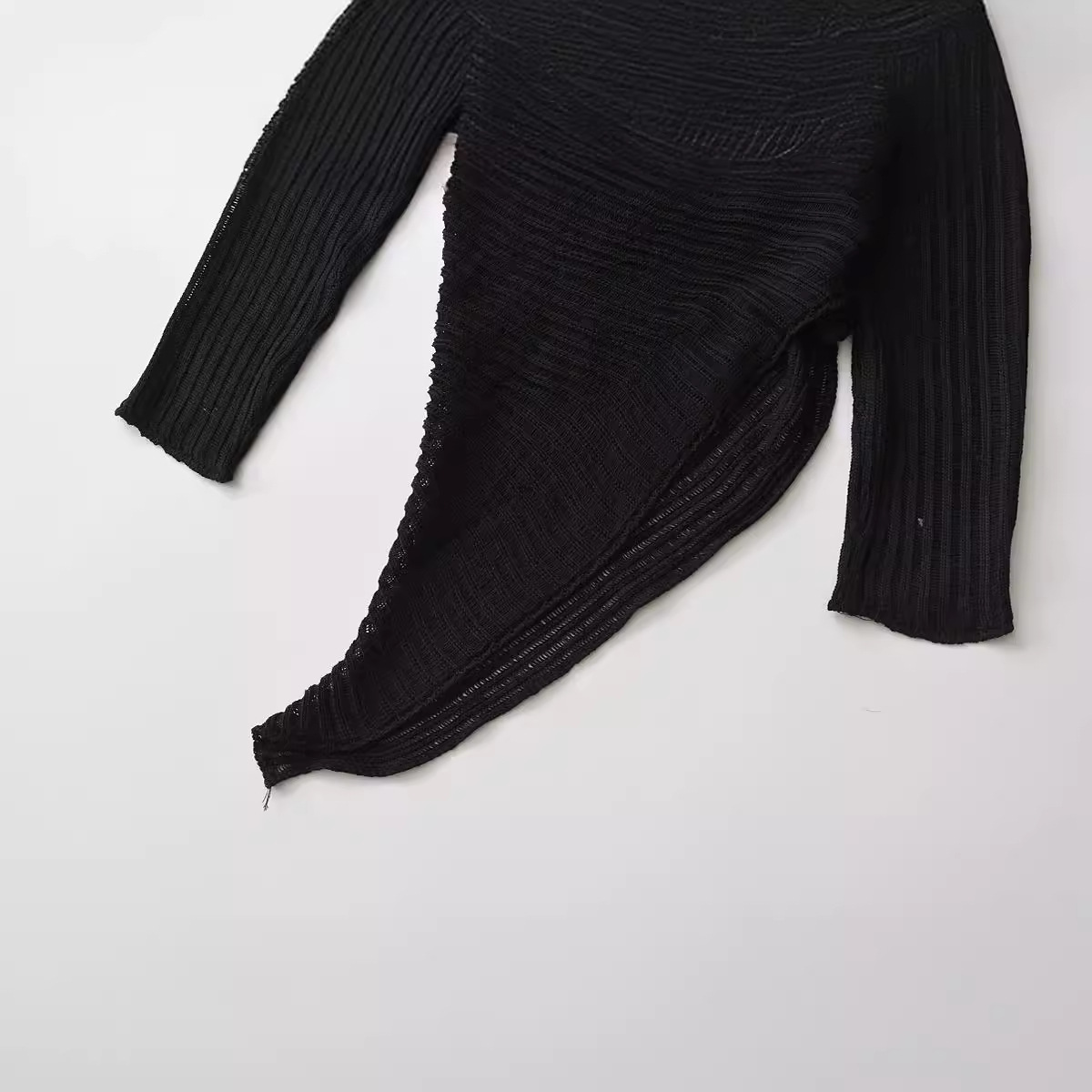 Oh, women's clothing 2024 summer new item asymmetric mesh perspective sexy knitting on top_voghion.com