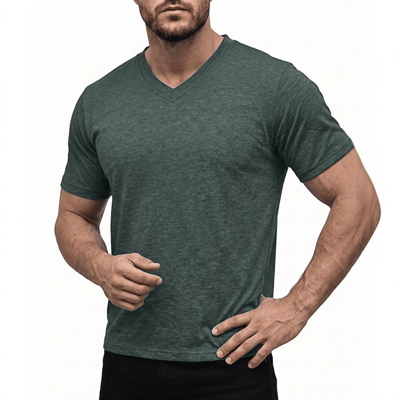 Mexican Men's Clothing Export Men's Elastic European and American Style Temu Amazon Summer Men's Short-Sleeve Round-Neck T-Shirt Cross-Border