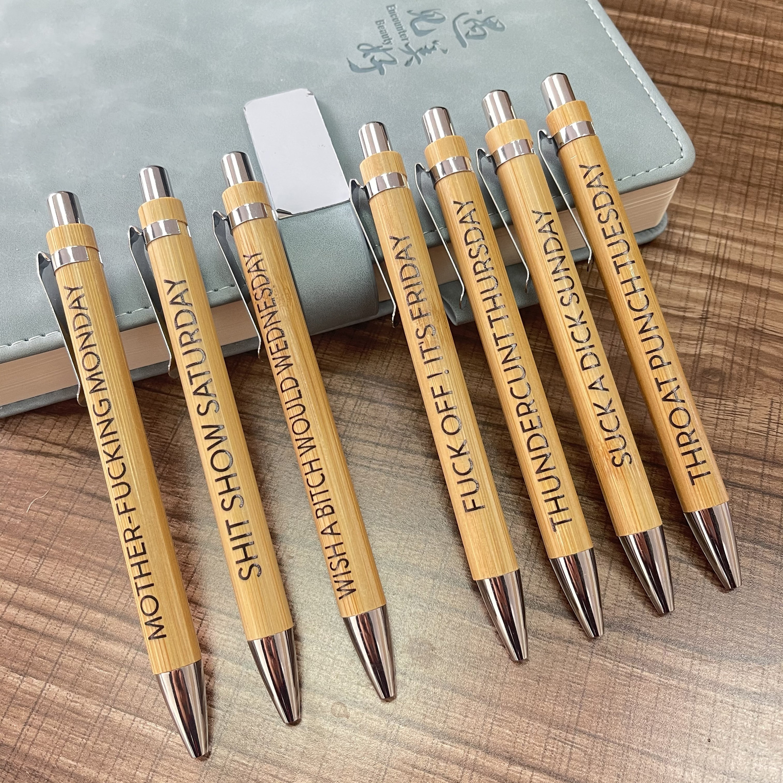 1 Set Solid Color Class Learning Wood Simple Style Classic Style Ballpoint Pen display picture 7
