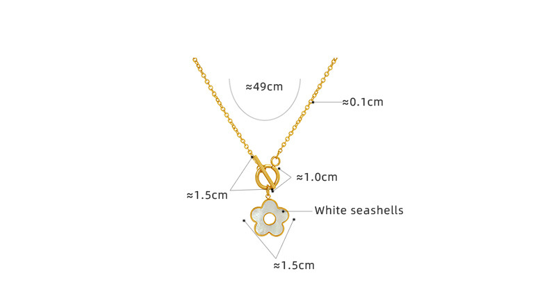 Français Ot Blanc Coquillage Fleur Boucle Titane Acier Plaqué Or Véritable 18k Collier Femme display picture 1