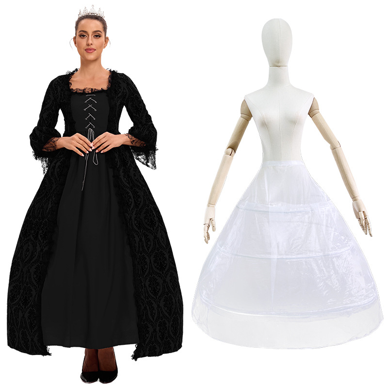 S-5xl más tamaño vestido de corte de alta gama encaje costura gran swing vestido retro medieval renacimiento vestido