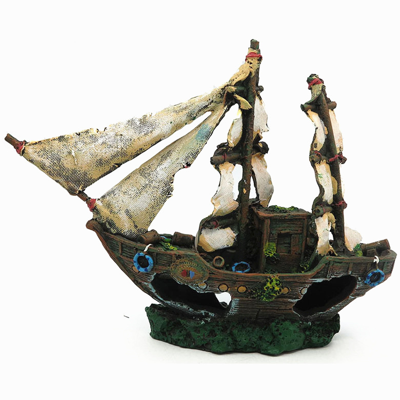 Acuario, pecera, barco pirata, naufragio, naufragio, artesanía de resina, decoración, paisaje, escondite, decoración, galeón