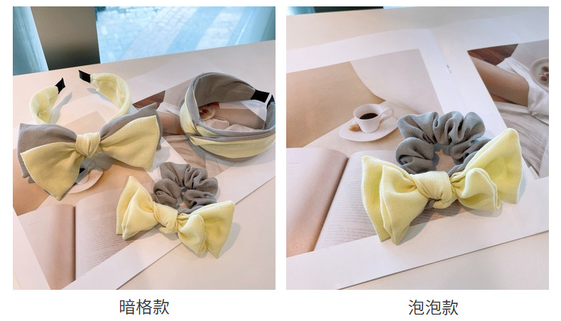 Double-layer Bow Yellow Linen Headband display picture 23