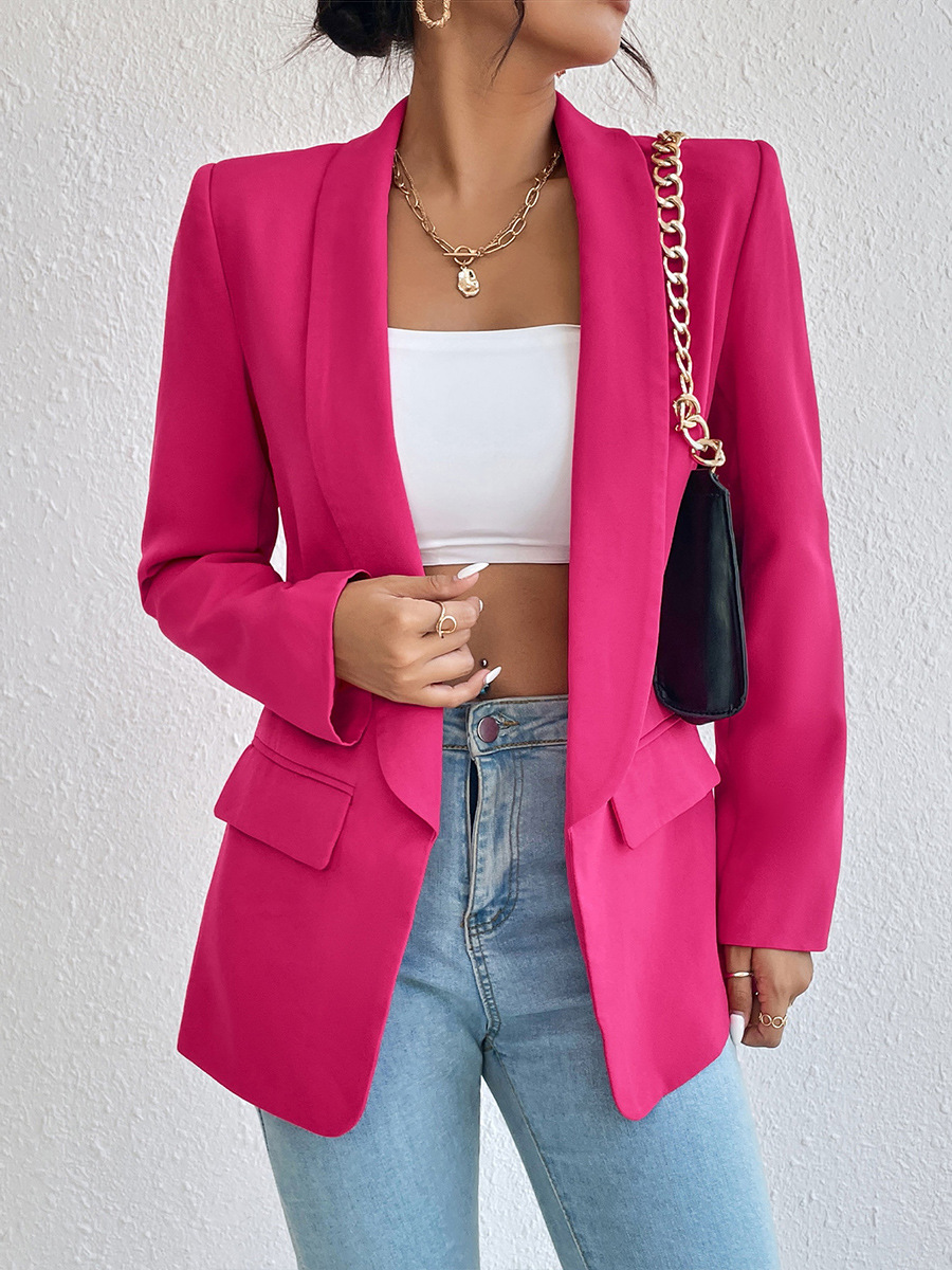 Femmes Manteau Manche Longue Blazers Poche Entreprise Couleur Unie display picture 3